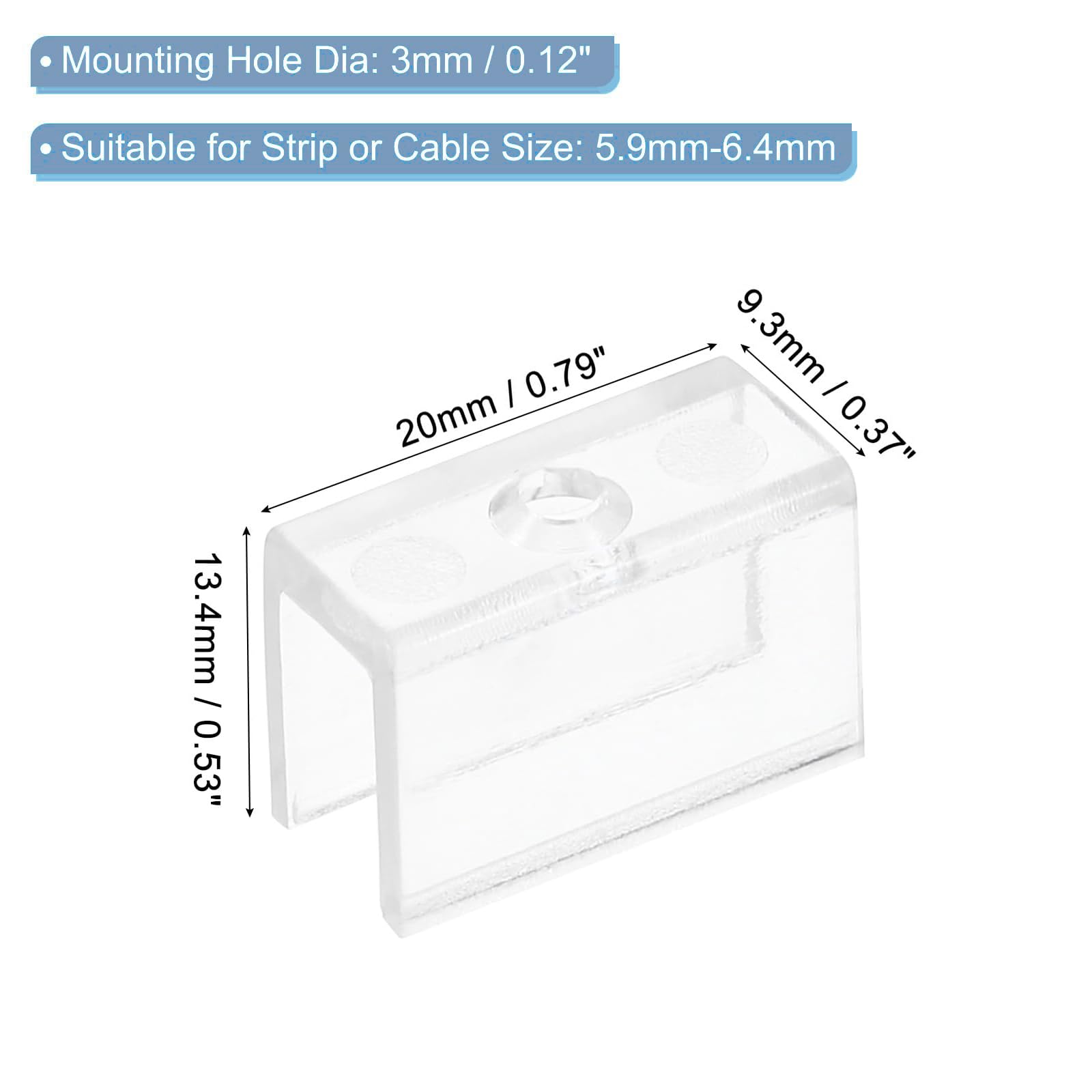 TOP-VIGOR 100Pcs LED Strip Light Clips, Waterproof Mounting Bracket Fixing Clips Plastic Clamp Holders with Screws - Image 2