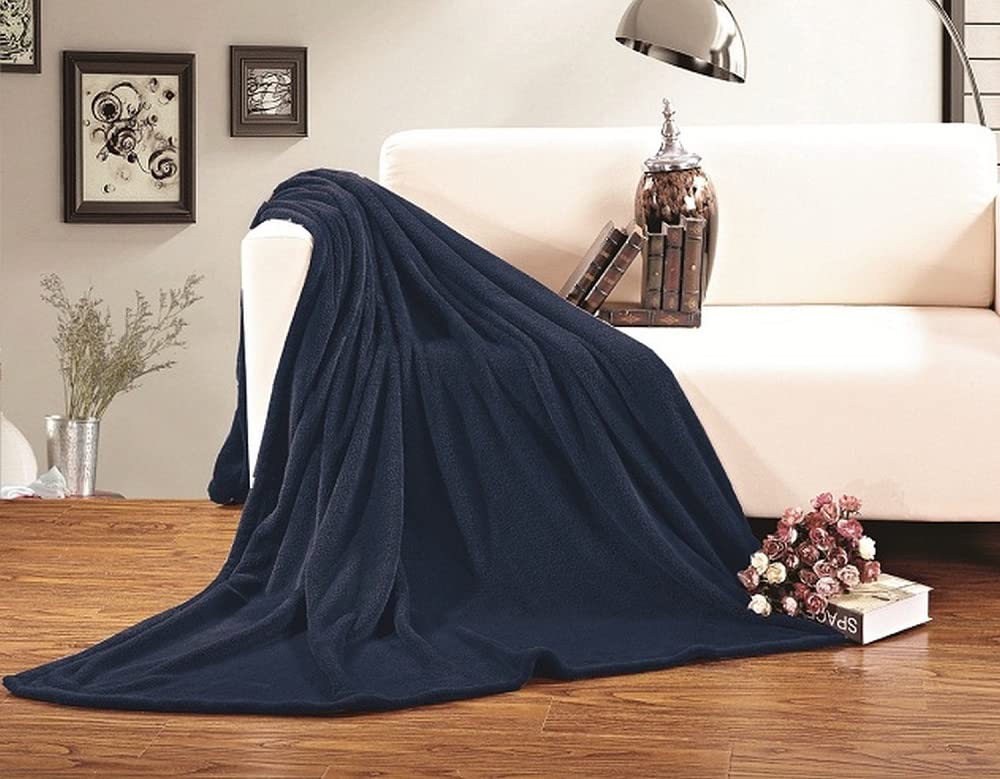 Couverture micro-polaire Elegant Comfort grand lit chaud ultra plush navy