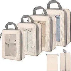 Conjunto de 6 cubos de compressão, Organizador de Mala, Organizador de Malas para Viagem, Organizador Mala, Organizadores de Mala, Kit Organizador de Mala