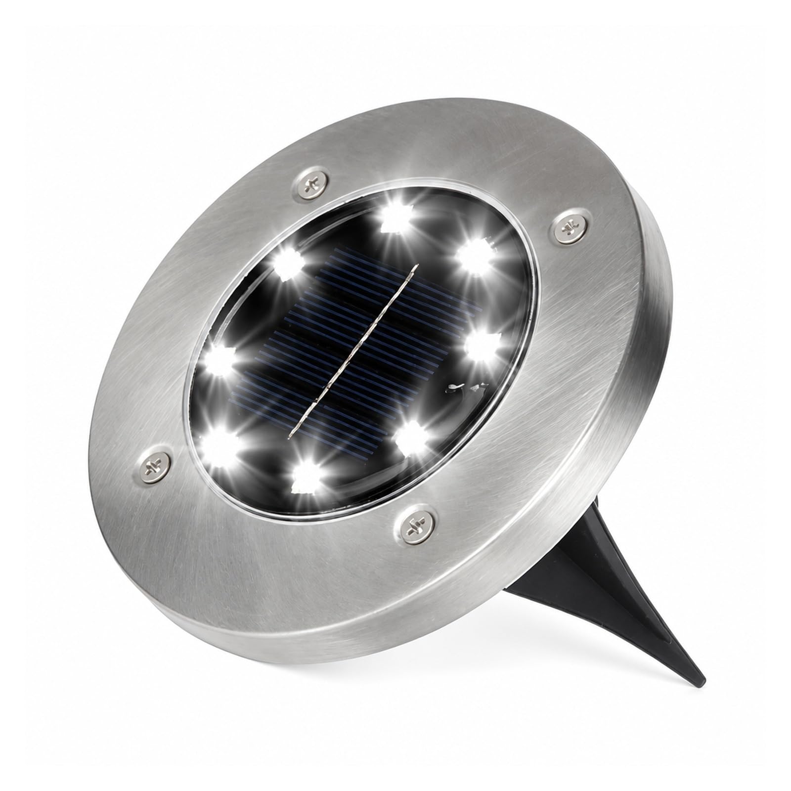 AMRTTWY In Ground Lights, Solar 8LED Ground Lights Outdoor Stainless Steel Lamps(White,8PCS)