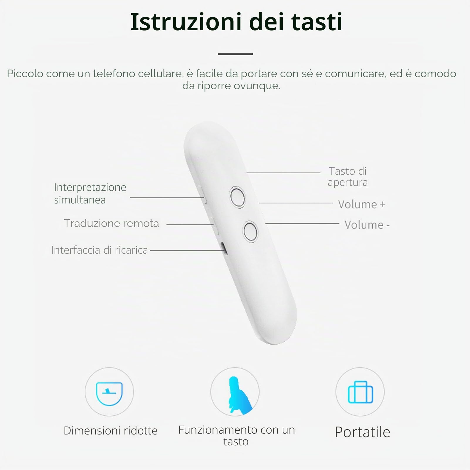 Dispositivo di Traduzione Vocale, Dispositivo di Traduzione Istantanea Bidirezionale in 96 Lingue, Voce e Testo, Dispositivo di Traduzione Vocale Ad Alta Precisione per attività