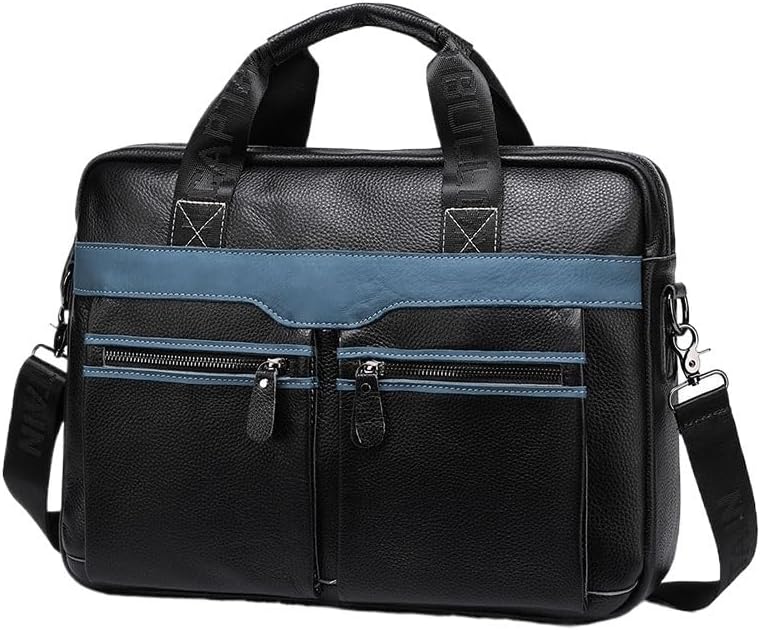 Men's Diagonal Cross Handbag Leather Briefcase Business Meeting Computer Bag
