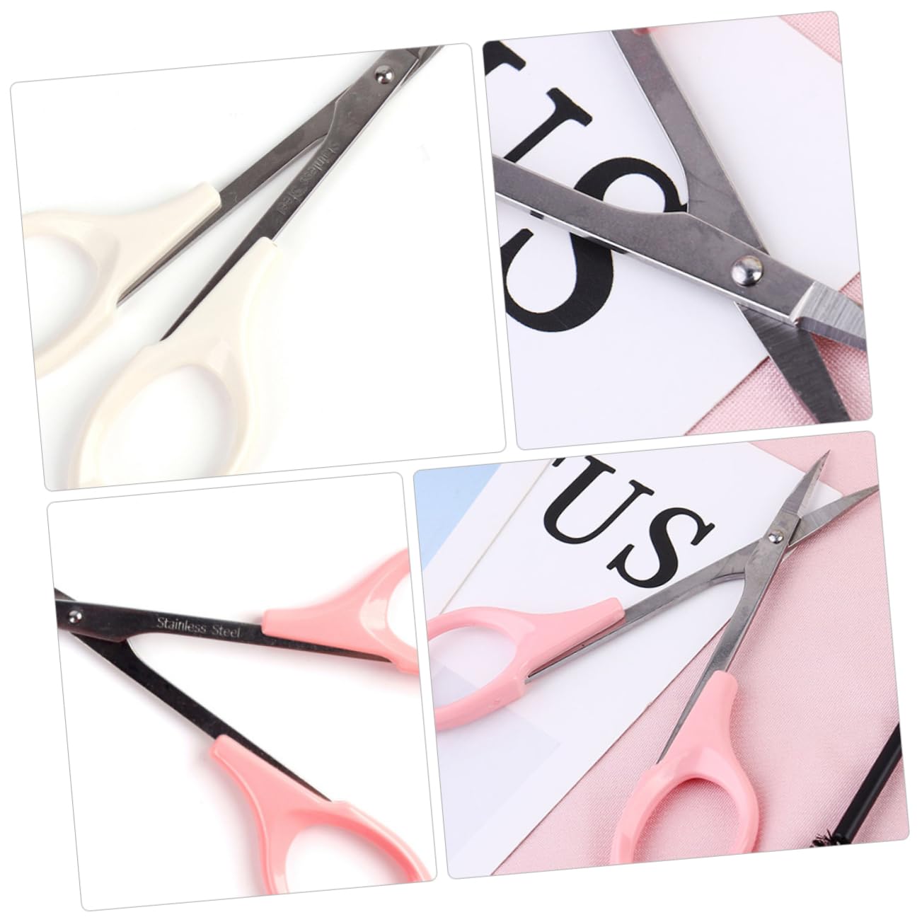 HONMEET 2pcs Eyebrow Trimmer Scissors Set Stainless Steel High Precision Scissors for Eyelashes Brows