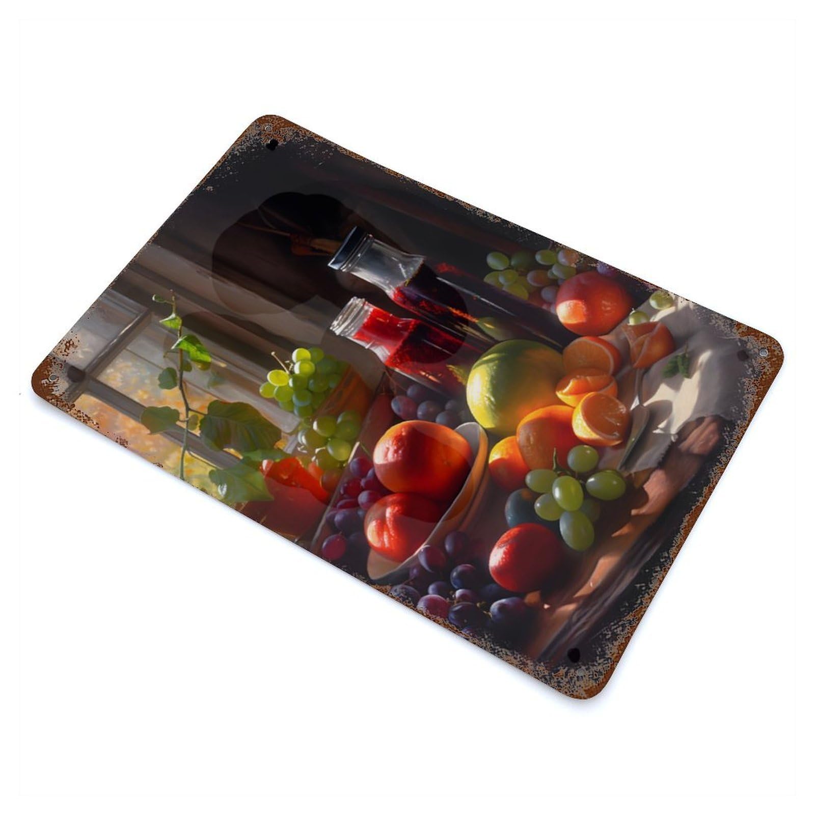 Vintage Kitchen 11.8"x7.9" Aged Metal Wall Plaque, Retro Wall Decor for Farmhouse, Kitchen And Entryway Decor