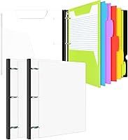 Vista 15 de INFUN Carpeta de plástico telescópica todo en uno, carpeta de anillas de 3 anillas con 1 bolsillo móvil de plástico, 5 separadores de plástico