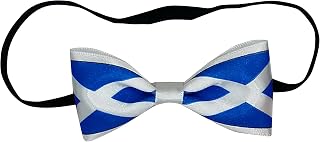 Hand-Made Scotland St Andrews Cross National Flag Inspired Children's - New-born Baby Elastic Headband - Bowtie