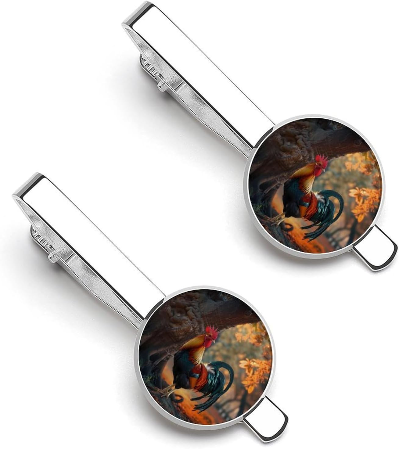 Colorful Rooster Tie Clip Fashion Jewelry Necktie Pin for Wedding Busiess Office Accessories
