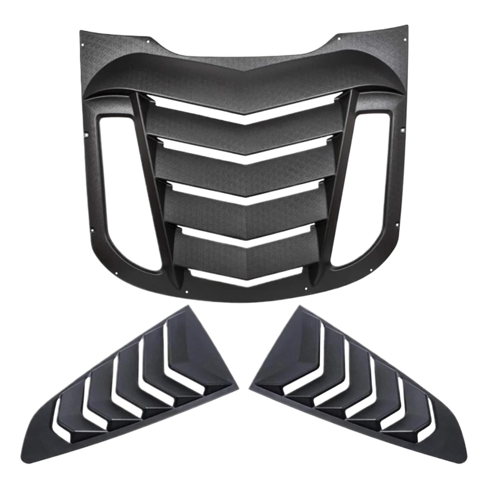 Auto Rear+Side Window Louvers Compatible for Ford Mustang 2015-2021 Windshield Sun Shade Rain Cover ABS (Matte Black)