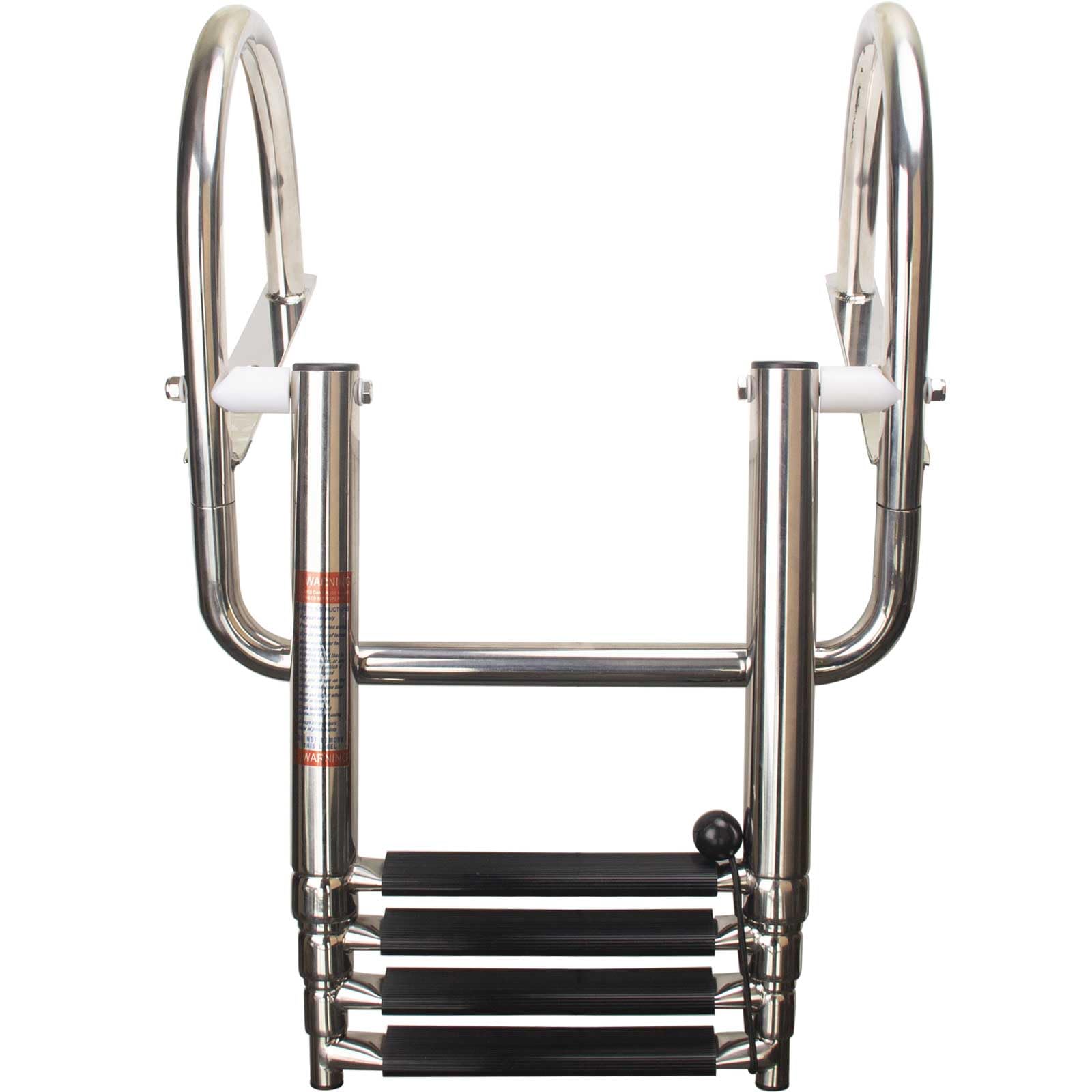 Mojiate 4-Step Stainless Steel Pontoon Boat Ladder - Foldable Telescoping Rear Entry Swim Deck Ladder with Wide Pedals & Handrails - Heavy Duty Marine