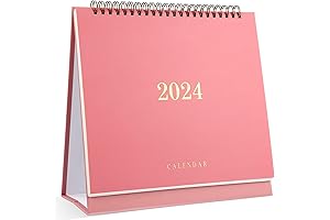NUOBESTY Pink Desk Calendar 2023-2024