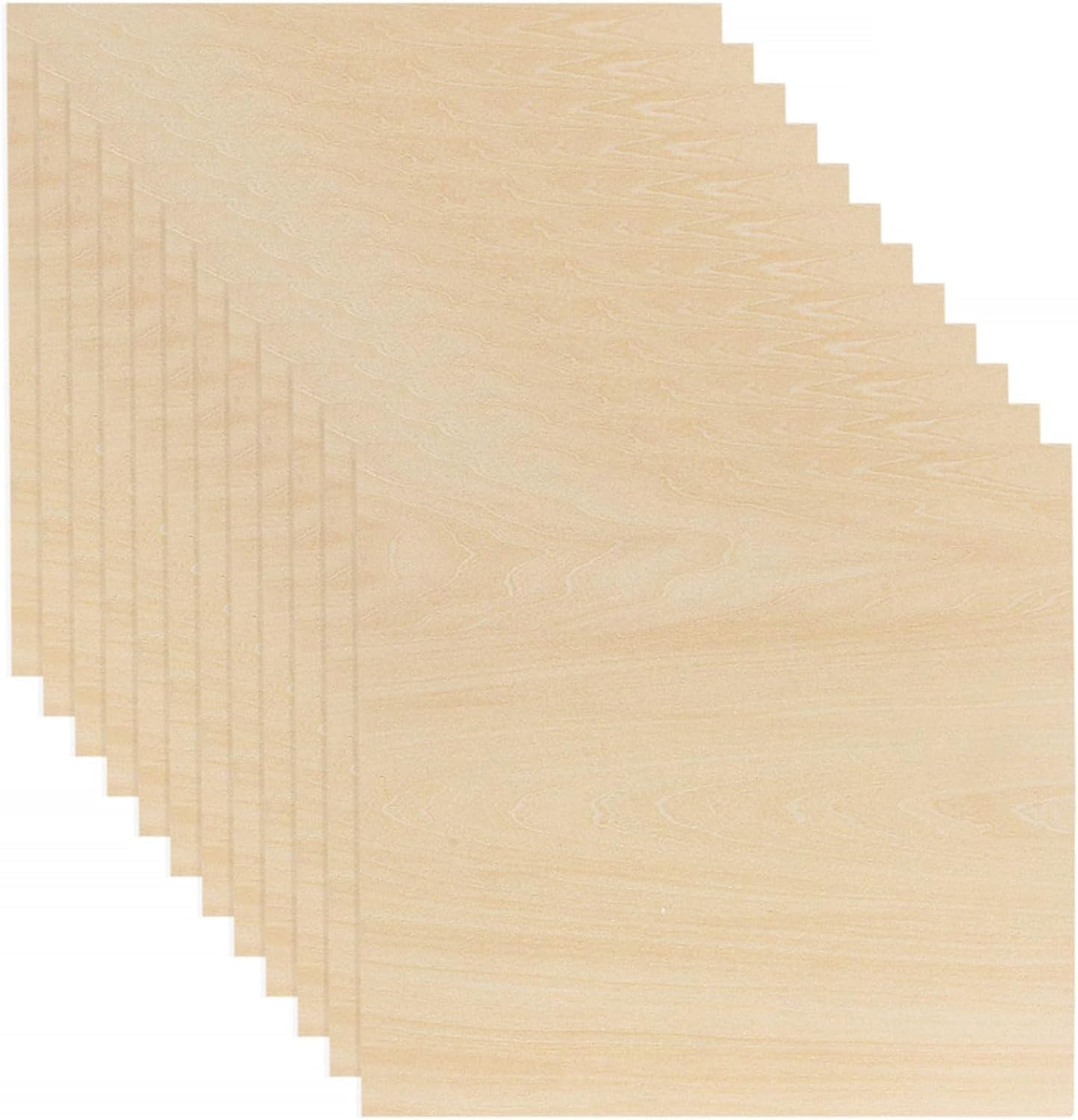 MEETOZ 12 Pack Basswood Plywood Sheets – 300x300x3mm, Unfinished Wood For Crafts, Laser Cutting & Painting 1 thumbnail image