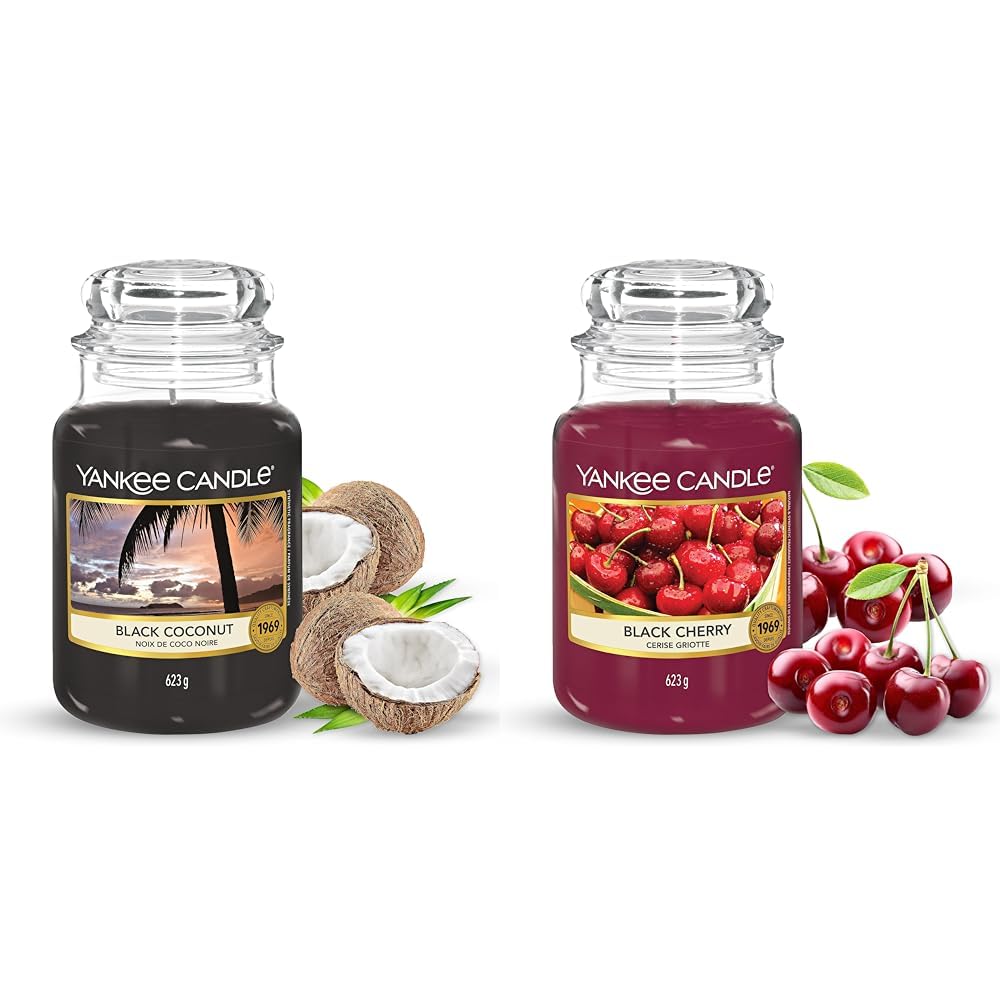 Yankee Candle Duftkerze im Glas (groß) – Black Coconut & Duftkerze im Glas (groß) – Black Cherry