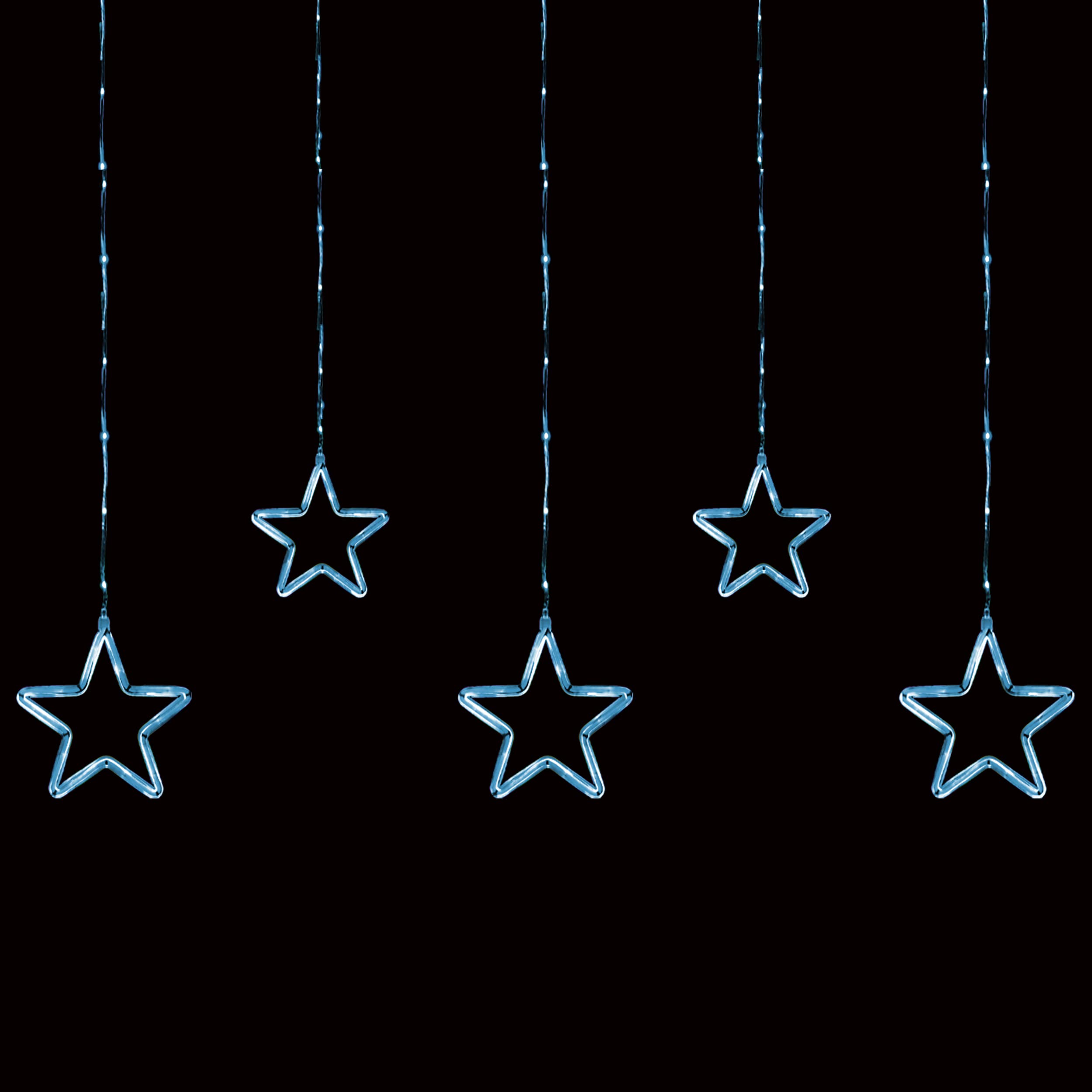 H HANSEL HOME Guirnalda de Luces Estrella LED Cortina de Luces Impermeable IP44 8 Funciones Exterior y Interior Decoración para Navidad Salón Bodas Fiesta Jardín - Luz Azul