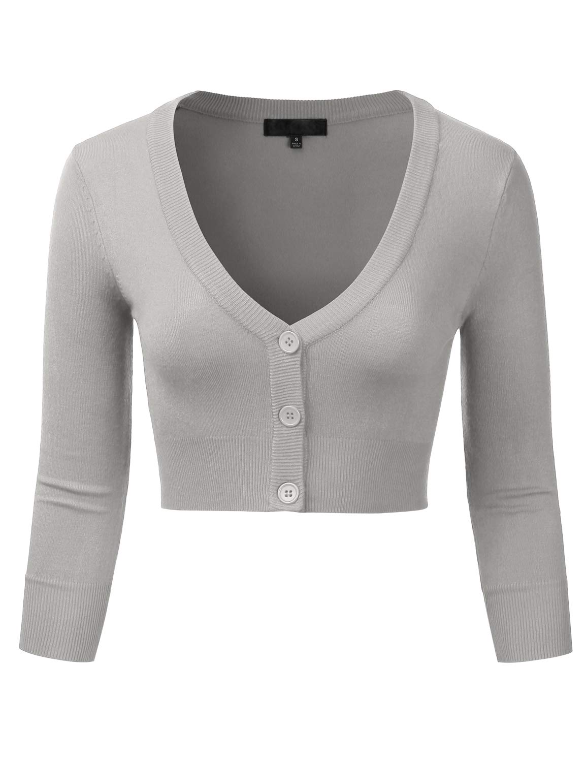 EIMIN Womens Button Down 3 4 Sleeve Cropped Bolero Cardigan Sweater S-3XL