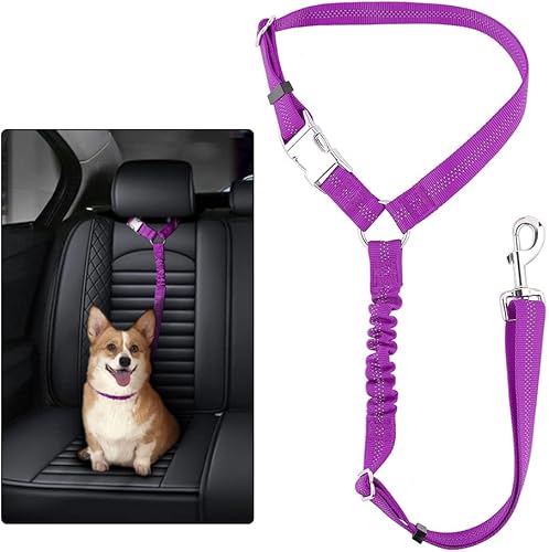 Plutus Pet Cinturón de seguridad para perro para reposacabezas de automóvil, retención reflectante y ajustable con elástico para mayor seguridad,