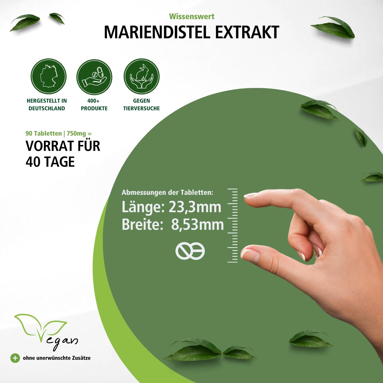 fairvital Mariendistel Extrakt 750mg, 90 Tabletten, HOCHDOSIERT mit 750mg Mariendistel Extrakt pro Tablette, VEGAN, 80% Silymarin