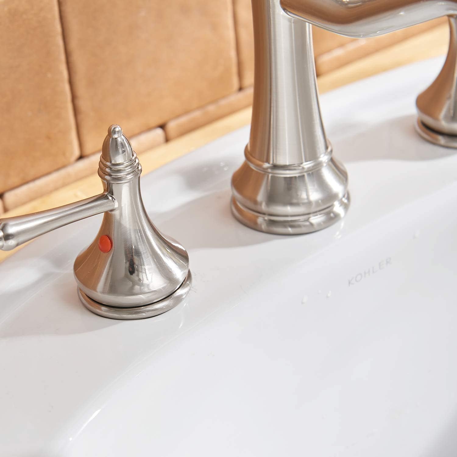 Blасk Frіdау - 60% оƒƒ 8 Inch Widespread Bathroom Faucet for Sinks 3 Holes with 2-Handles Commercial Brushed Nickel with Pop up Drain Stopper Deck Mount Lavatory Faucet by Bathfinesse Blасk Frіdау Clеаrаnсе 8 Inch Widespread Bathroom Faucet for Sinks 3 Holes with 2-Handles Commercial Brushed Nickel with Pop up Drain Stopper Deck Mount Lavatory Faucet by Bathfinesse