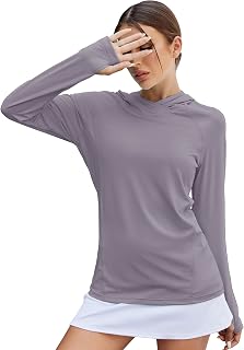 LUYAA Women's UPF 50+ Sun Protection Hoodie, 4-Way Stretch Long Sleeve Hiking Shirt