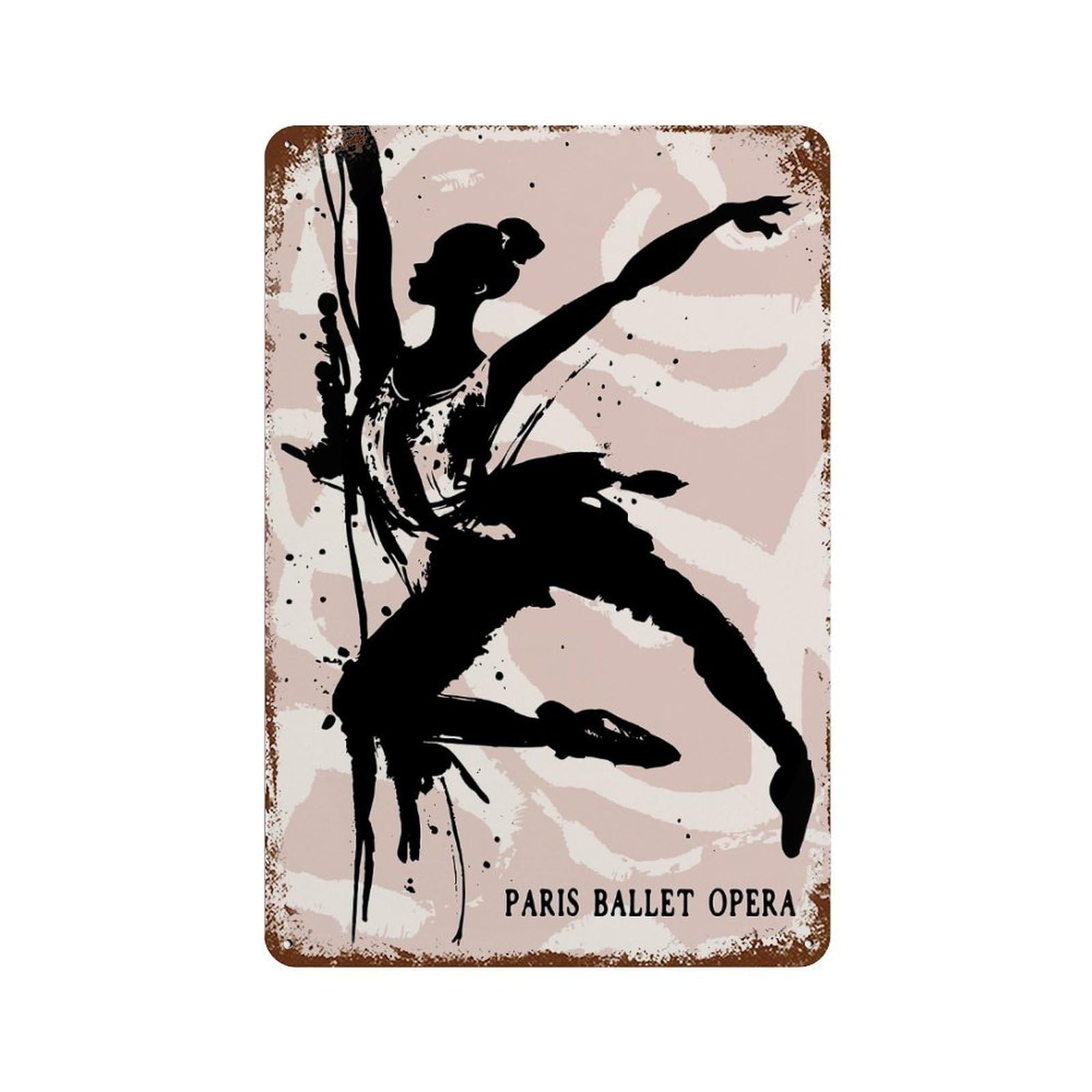 Ballet Dancer Painting Rust Effect Tin Sign 11.8"x7.9", Industrial Home Decor for Garage, Pub Or Kitchen