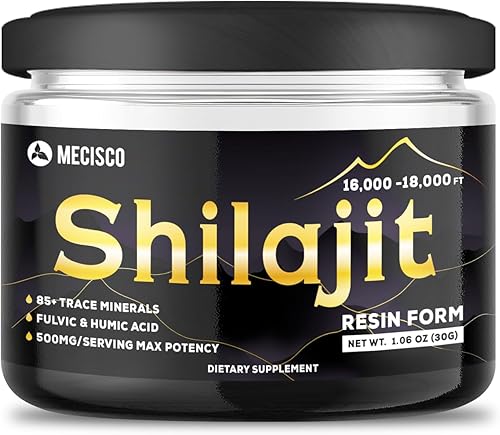 Shilajit - Resina orgánica pura del Himalaya, suplemento Shilajit con fúlvico natural, ácido húmico y más de 85 minerales traza para el sistema