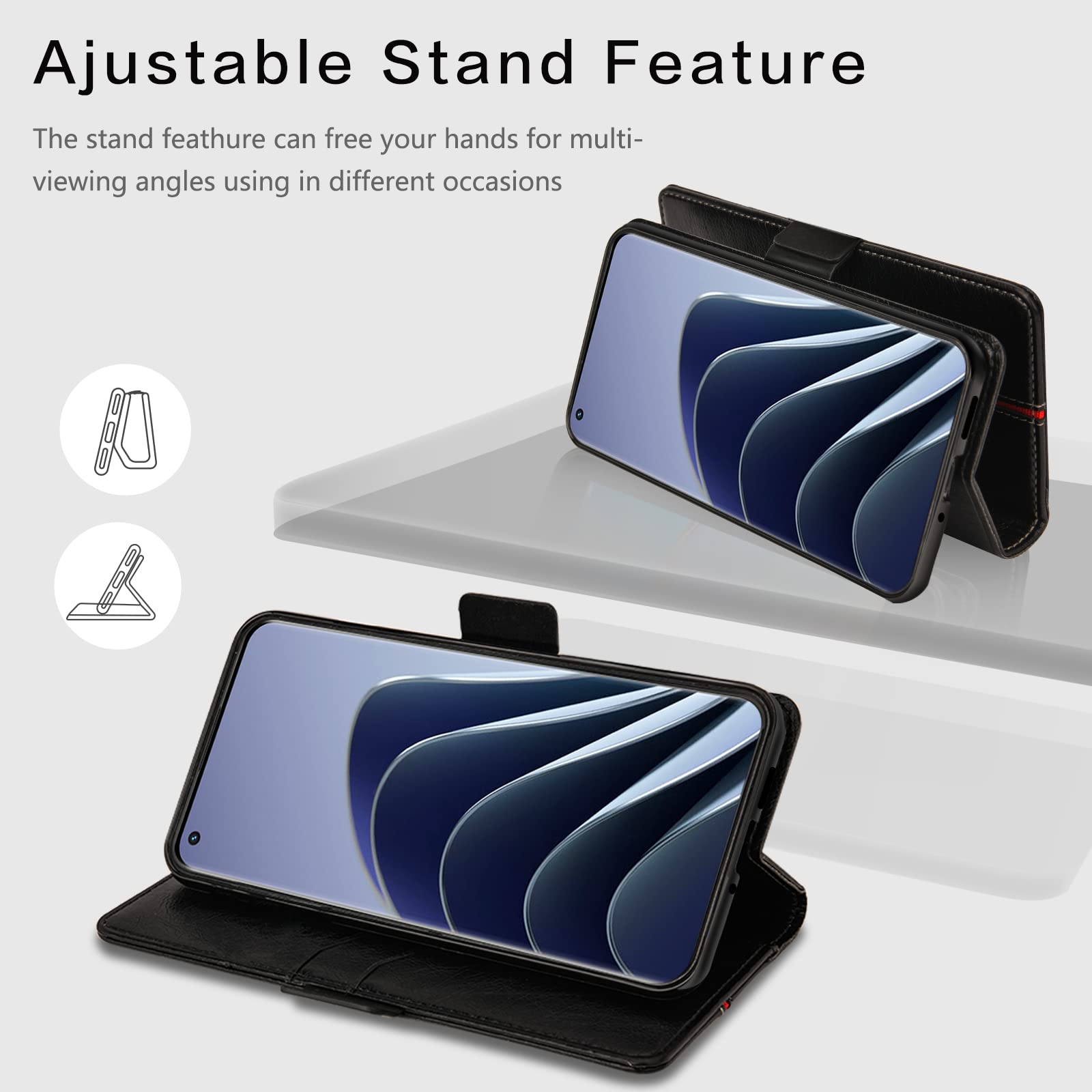 OKZone Funda Para OnePlus 10 Pro 5G, PU Cuero Flip Carcasa Fundas Móvil De Tapa Libro Caso Piel PU Para OnePlus 10 Pro 5G, Billetera Case Telefono Cubrir Móvil Phone Cover Con
