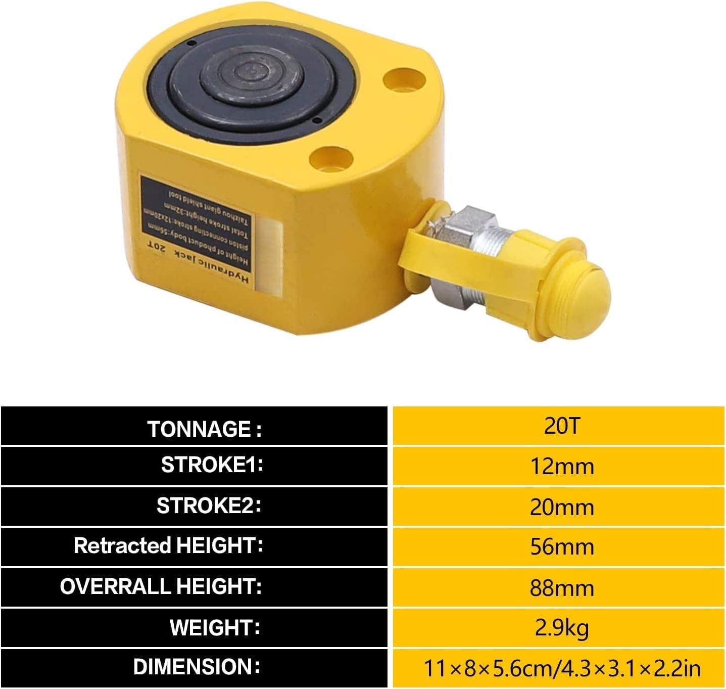 Podnośnik hydrauliczny, niskoprofilowy zestaw zasilania 20T z ręczną pompą ręczną CP-180, cylinder wielosegmentowy