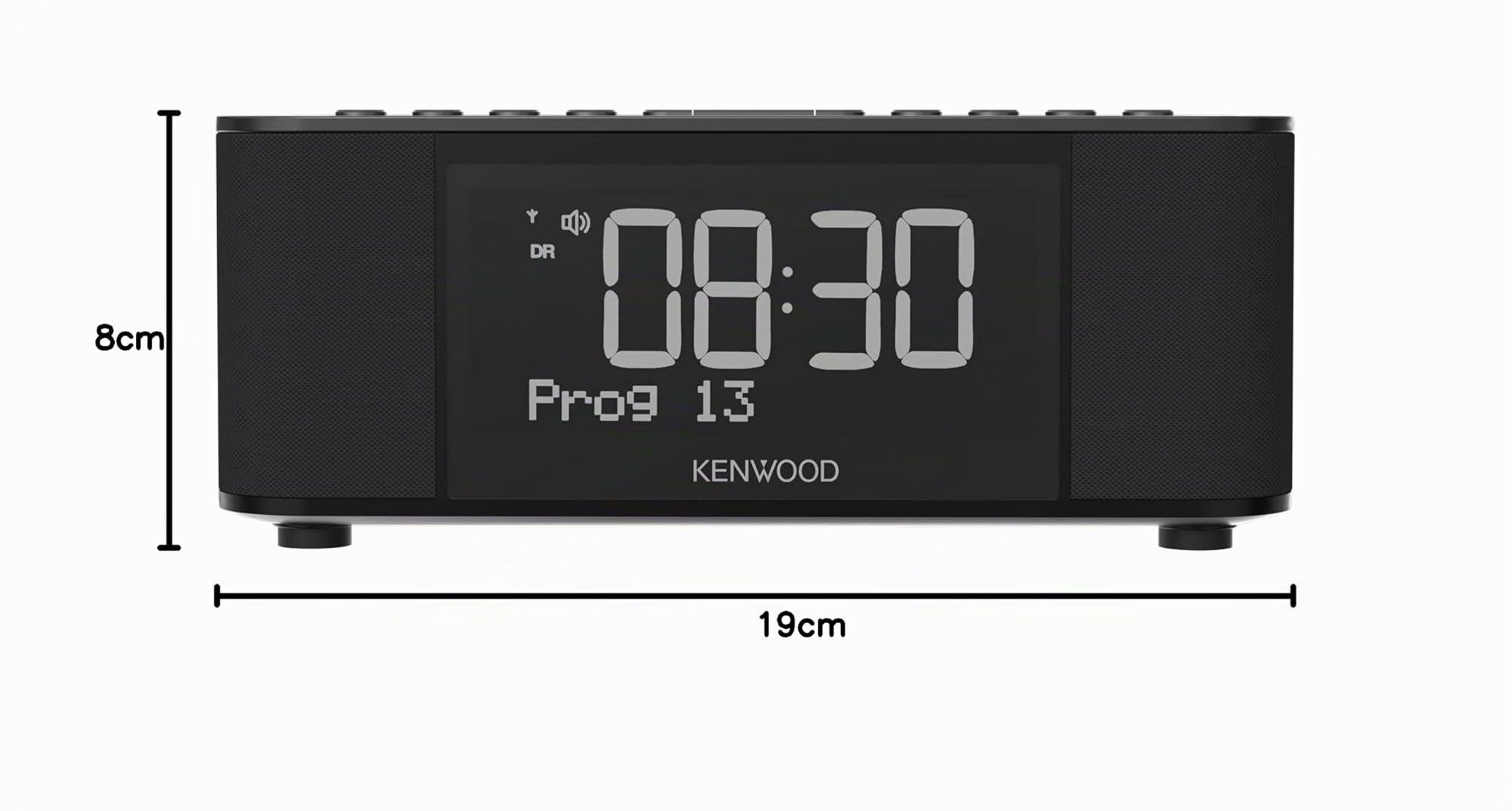 Kenwood CR-ST40DAB-B - Radiosveglia stereo con 3 sveglie, DAB+, FM, Bluetooth, USB, funzione di ricarica, grande display, dimmerabile a 5 livelli, 6 Watt RMS, memoria stazione, nero