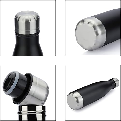 Miniatura 6 de MEWAY Botella de agua deportiva de 17 onzas con aislamiento al vacío, botella de agua deportiva de acero inoxidable a prueba de fugas, botella de