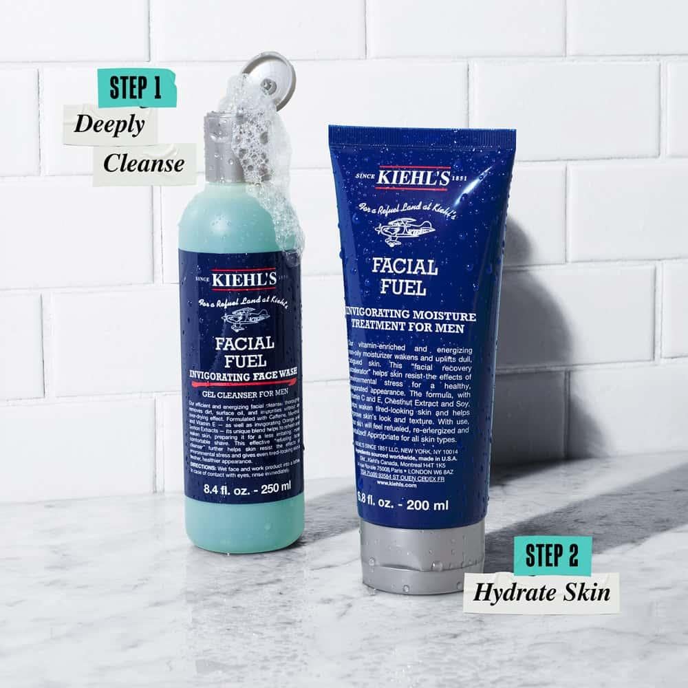Kiehl's Refreshing Remedies Men's Skincare Set, Invigorating Facial Treatment, Wash 250ml & Moisturiser 200ml - Image 3