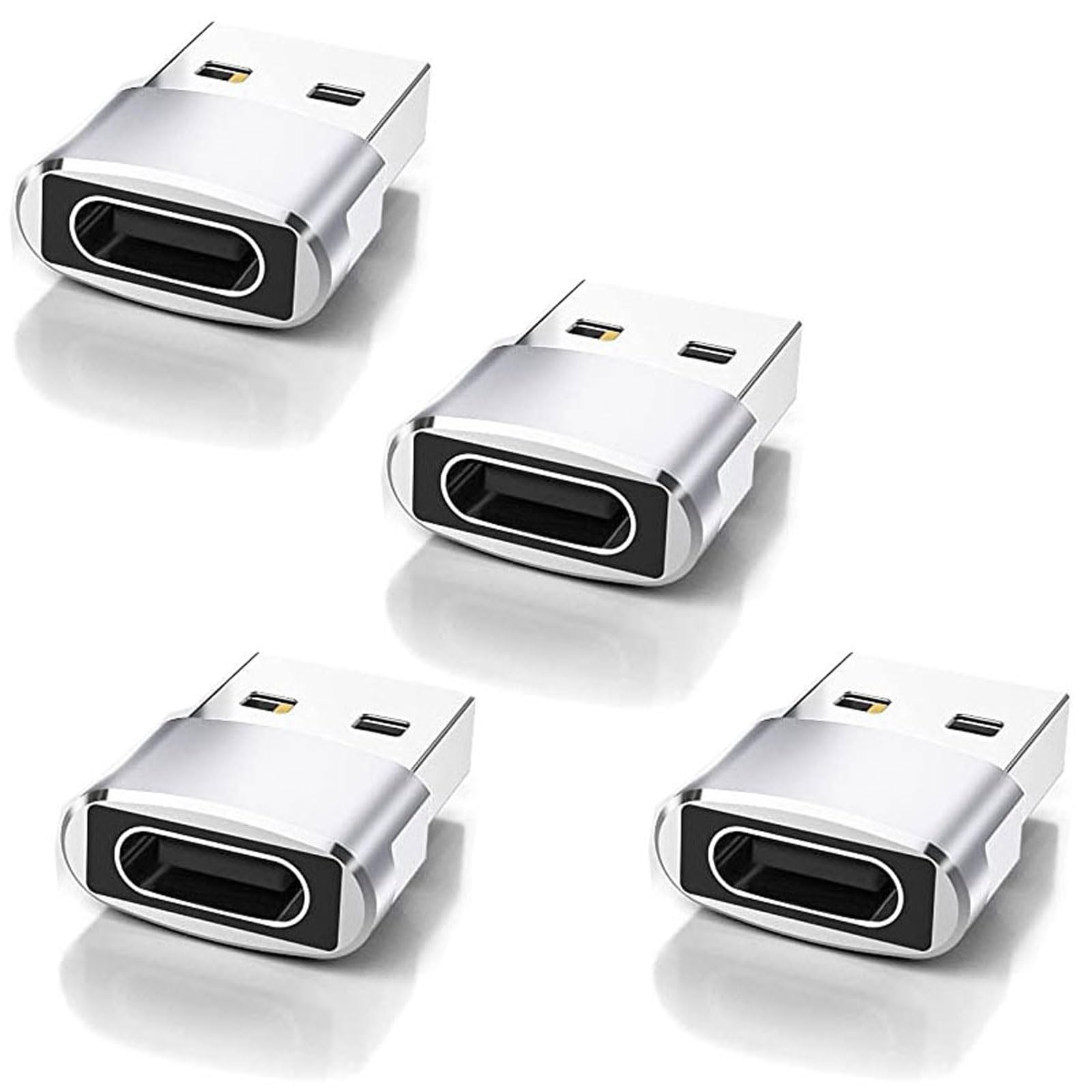 USB to USB C Adapter 4 Pack for iPhone 17 Air 16 Pro Max 15 Plus 16e iPad Airpods, USBA Male to Type C Female Fast Charging/Transfer and OTG Adaptor
