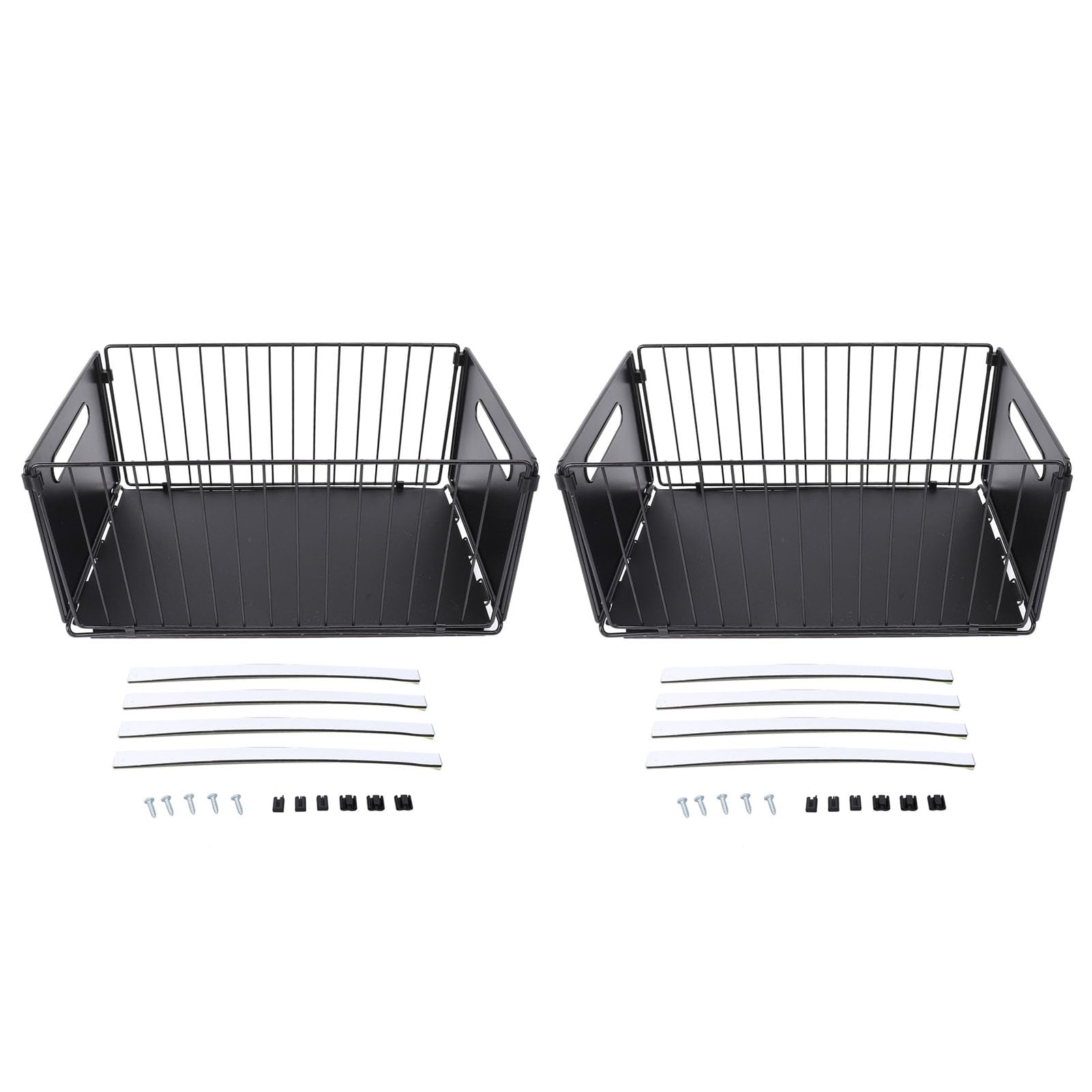 Cryfokt 2Pack Wyciągnij Organizator Szafki, Wydajny Głęboki Metalowy Szuflada do Szuflady Klejenia Kosze, Bez Wiertła Stojak na Szafki, Półki, Spiżarnia, Kuchnia, łazienka, łazienka (Wysoki)