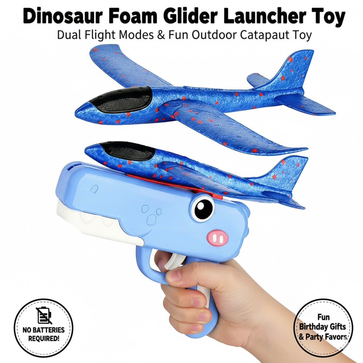 Generico Dinosaur Foam Glider Launcher Toy, Foam Glider Airplane Launcher Toy Dual Flight Modes, Fun Outdoor Flying Catapult Toy - Fun Birthday Gifts & Party Favors (3MIX)