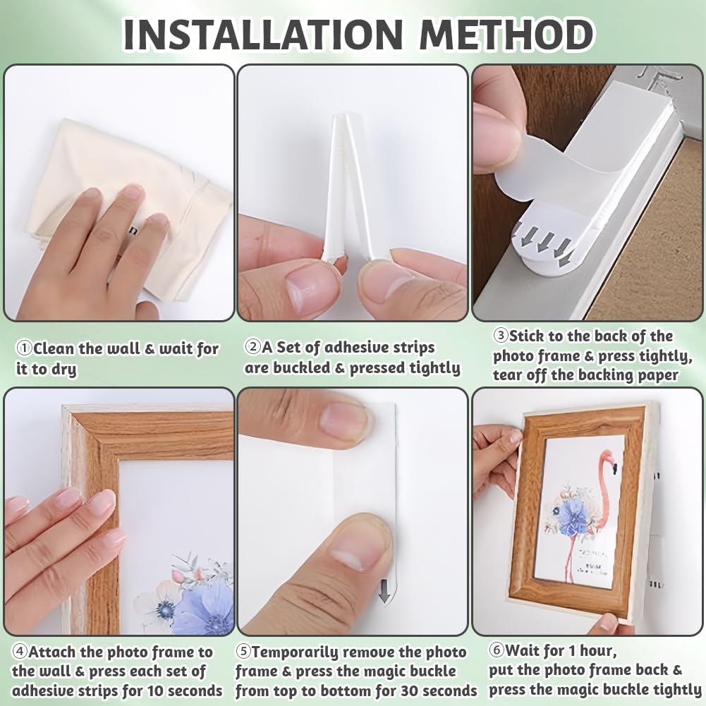 flintronic Picture & Frame Hanging Strip, 36 Pairs(72 Strips) Heavy Duty Picture Hanging Strip, Damage Free Adhesive Mounting Strips, Photo Frame Stickers for Pictures Frames Mirrors Wall Hanger - Image 4