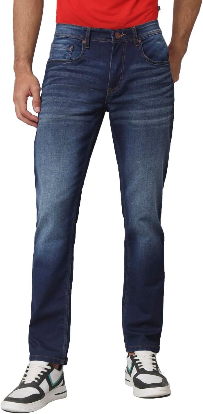 i'sol Men Thiago Super Premium Dark Blue Straight Fit with Knitted Dobby Denim Extra Soft Fabric Superior European Wash