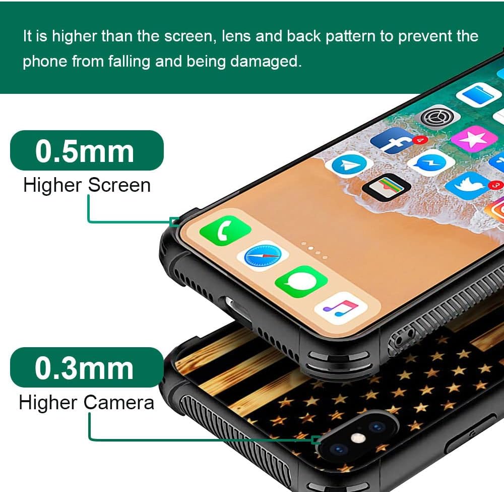 DJSOK Compatible with iPhone XR Case,Design Pattern Back Bumper Anti Scratch Reinforced Corners Soft TPU Caver,Cases for Men Women-Wood American Flag Fish - Image 2