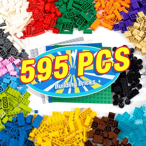 Image of 595PCS Building Brick, Bulk Block Compatible with All Brand,18Shape /16Color