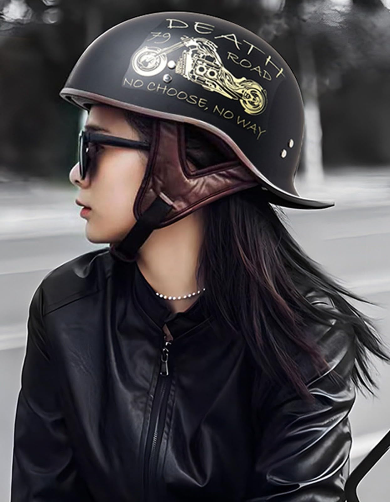Casco de Motocicleta Hombre, Casco Retro de Media Calza Certificado Dot,Unisex Casco de Gorra de béisbol Cómodo y Ligero Casco de Scooter Forro extraíble Casco de Media calota