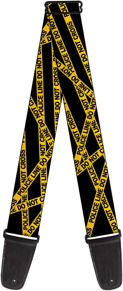 Buckle-Down Guitar Strap Police Line Black Yellow 2 Inches Wide