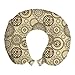ABAKUHAUS Huella Animal Cojín de Viaje para Soporte de Cuello, Circular, Viajes Siestas Leer Mirar TV, 30x30 cm, marrón Beige