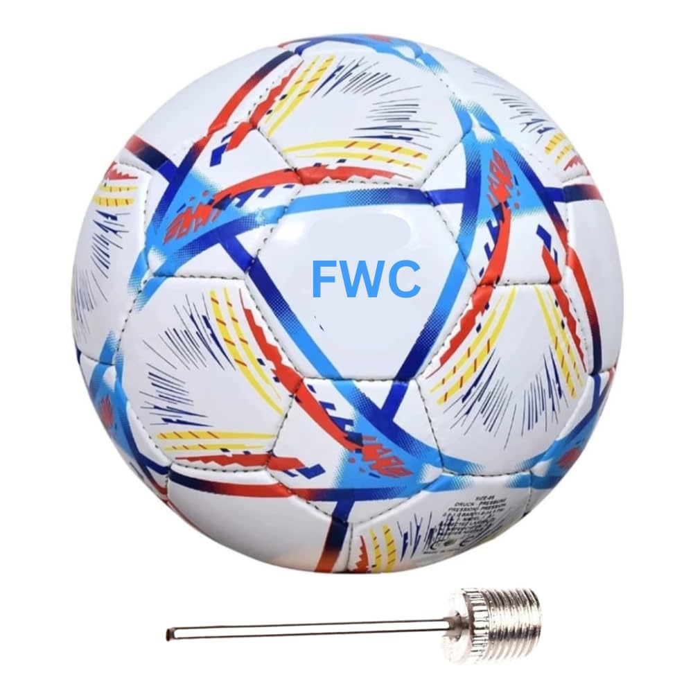 FWC Soccer Ball, PU Material, for Grass Fields, Practice Football for Men and Women, with Pump Pin, Size 5-image-34