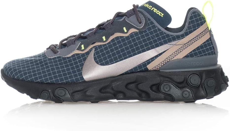Nike Sneakers Uomo React Element 55 CD1503.400 (40.5 - Armory Navy-Volt-Metallic Dark Grey)