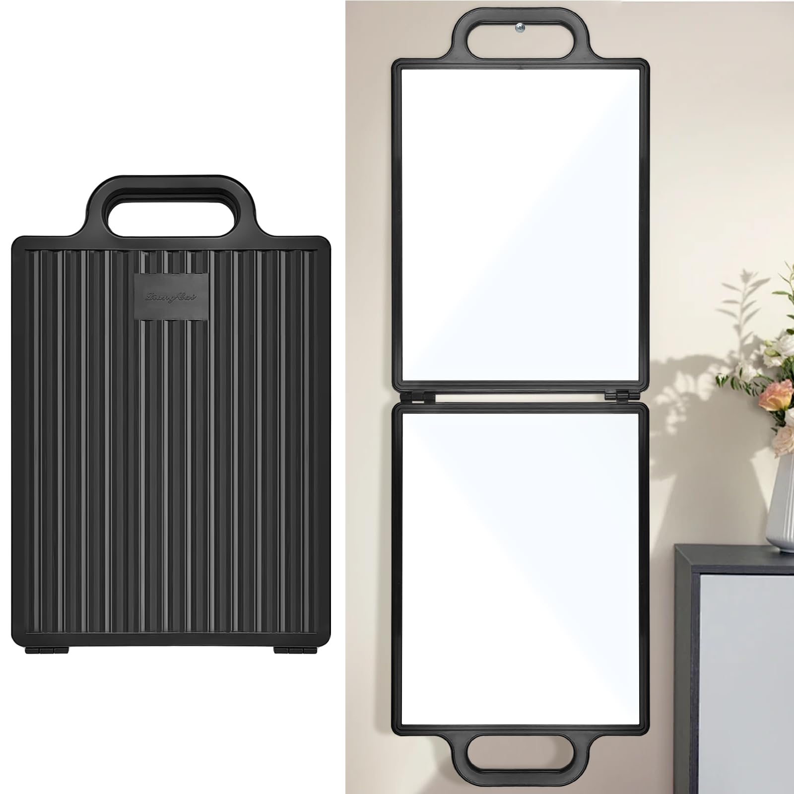 Grand miroir pliable et léger de 25,4x73,1 cm doté d'une poignée de suspension pratique