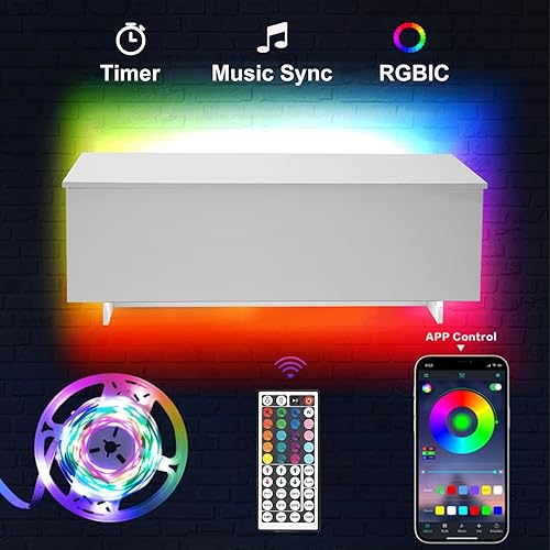 Miniatura 6 de Mesa auxiliar LED para sala de estar, mesa central de alto brillo con compartimento de almacenamiento, mesa de café con parte superior elevable,