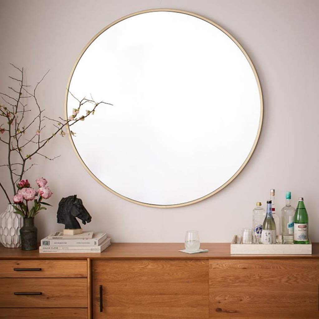 TYUHDUYUR 15.7’’- 31.5’’ Circle Bathroom Glass Mirror Elegance Metal Framed HD Wall Mirror with Complete Kit for Bathroom/Bedroom/Wardrobe (70x70CM)