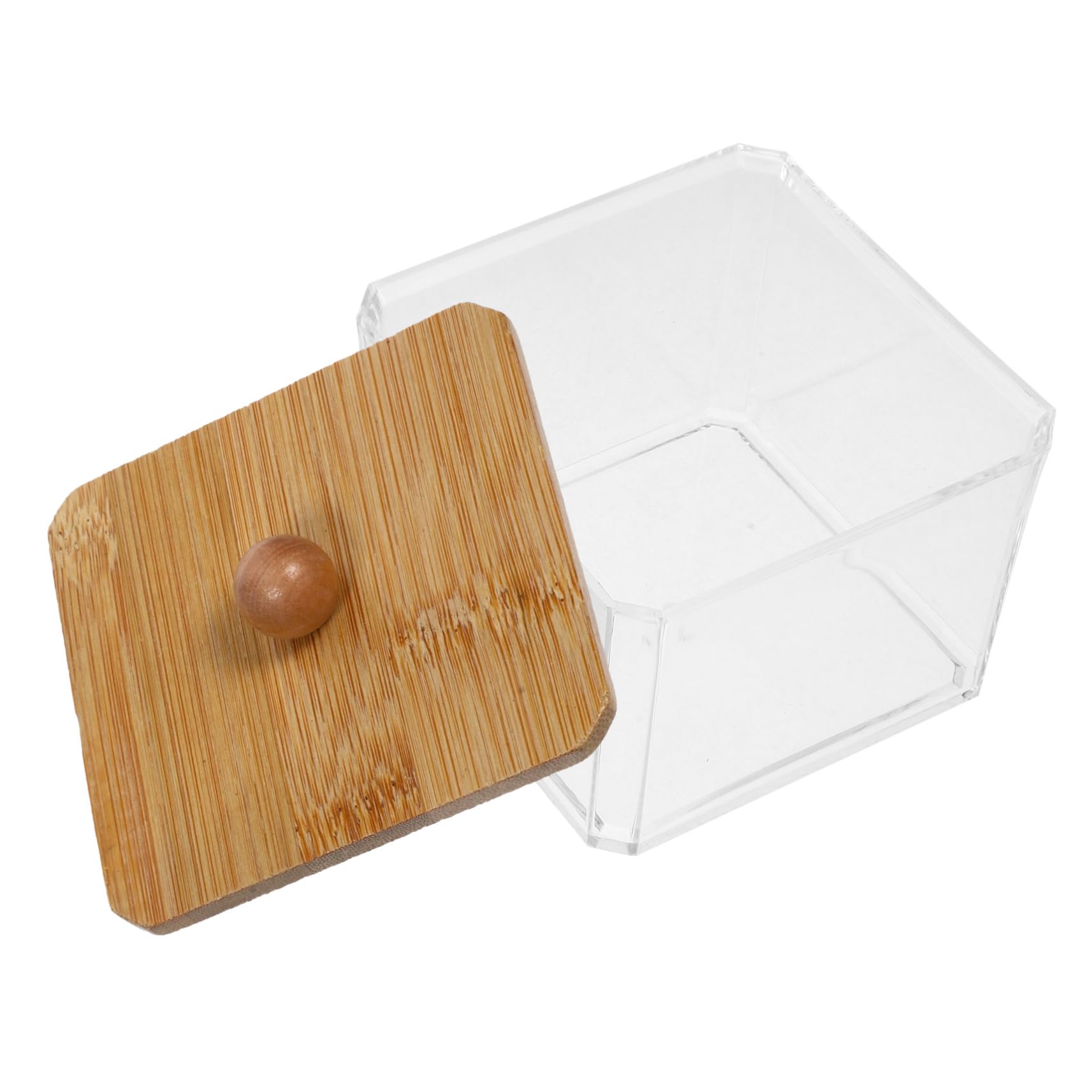 Amosfun 5st Staubdichte Wattestäbchenbox Aufbewahrungsbehälter Für Wattestäbchen Desktop-organizer Spender Für Wattestäbchen Wattepad Hülle Klarer Behälter Tupferspender Holz