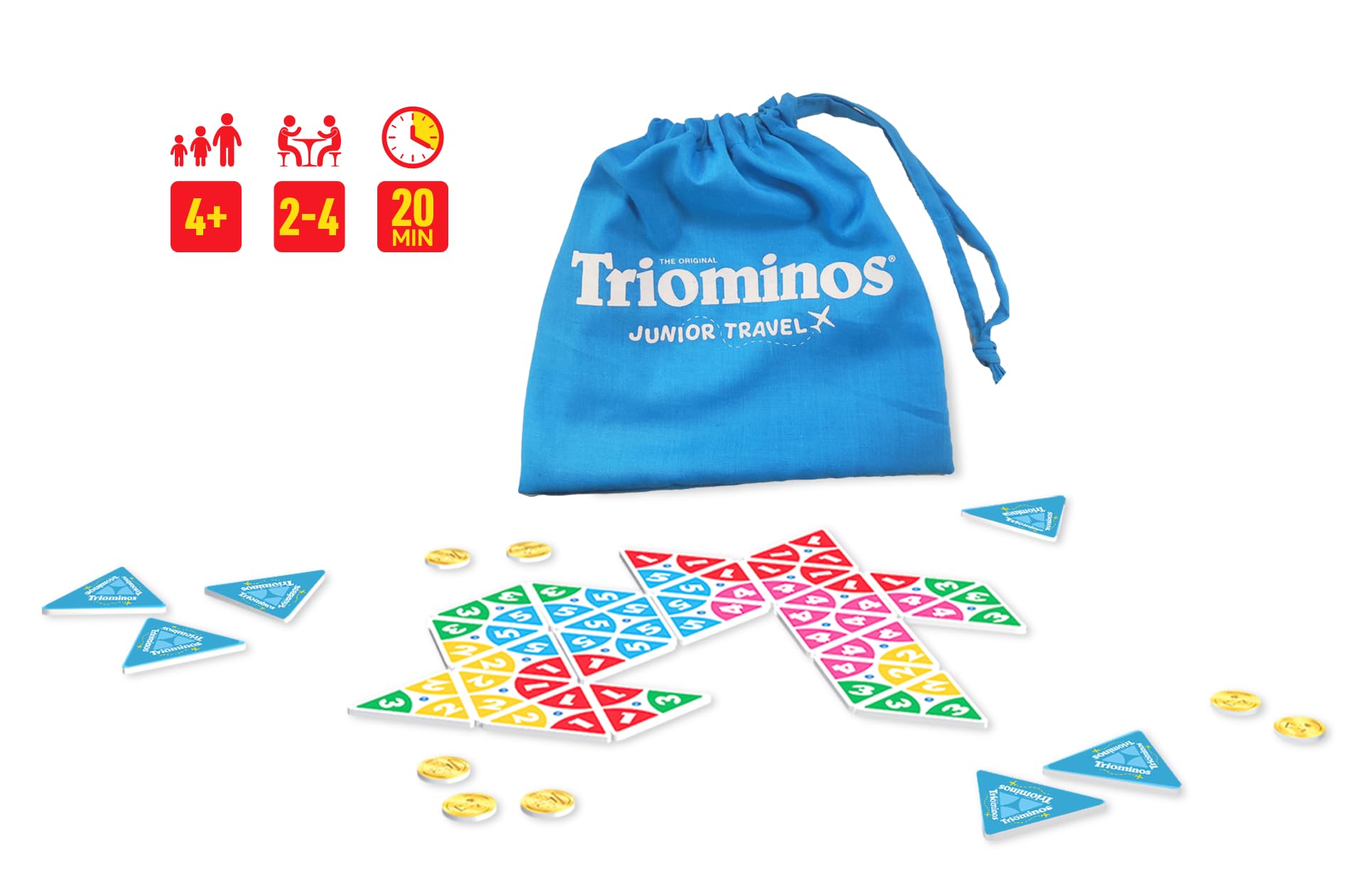 Goliath - TRIOMINOS JUNIOR Travel - Ewolucyjna gra Domino - Gra edukacyjna dla dzieci od 4 lat - 3-stronne Domino - Nauka kolorów, liczb i obliczeń - 1 do 4 graczy - 20 min