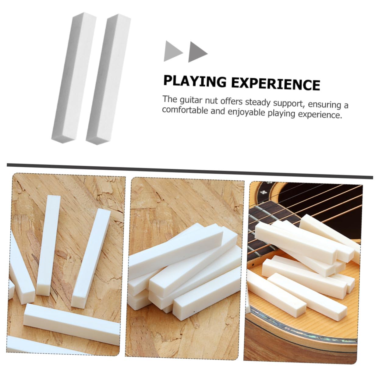 Gitarrensattel aus Knochen 10 Stück Weiß 60x10x7mm Gitarrensteg aus Knochen für Akustikgitarre und E-bass Sorgt für Stabile Saitenauflage und Verbesserten Klang
