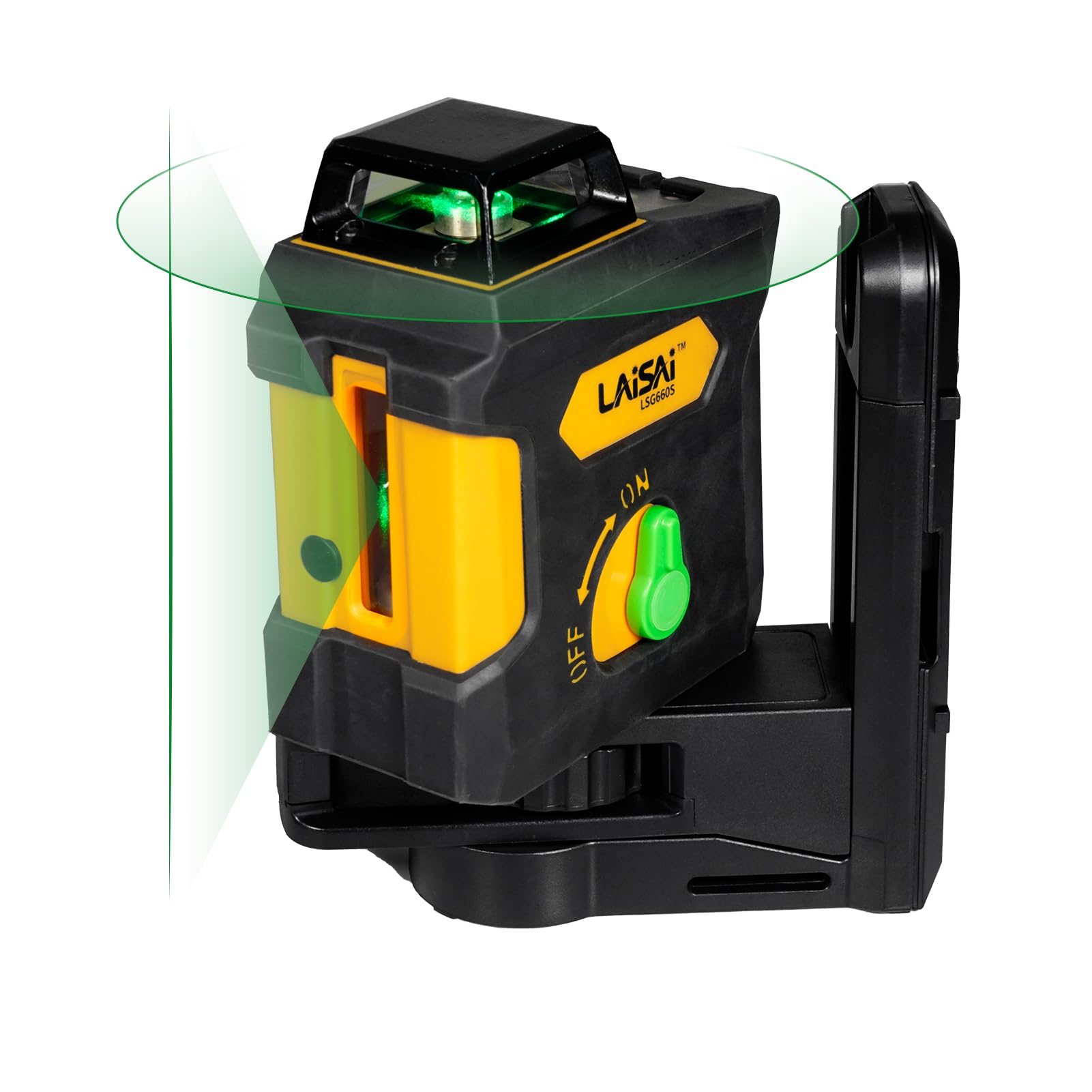 LAISAI 360 ° laser level, 150FT self leveling crosshair laser - used for homes and buildings, orange self leveling crosshair laser, L-shaped bracket,