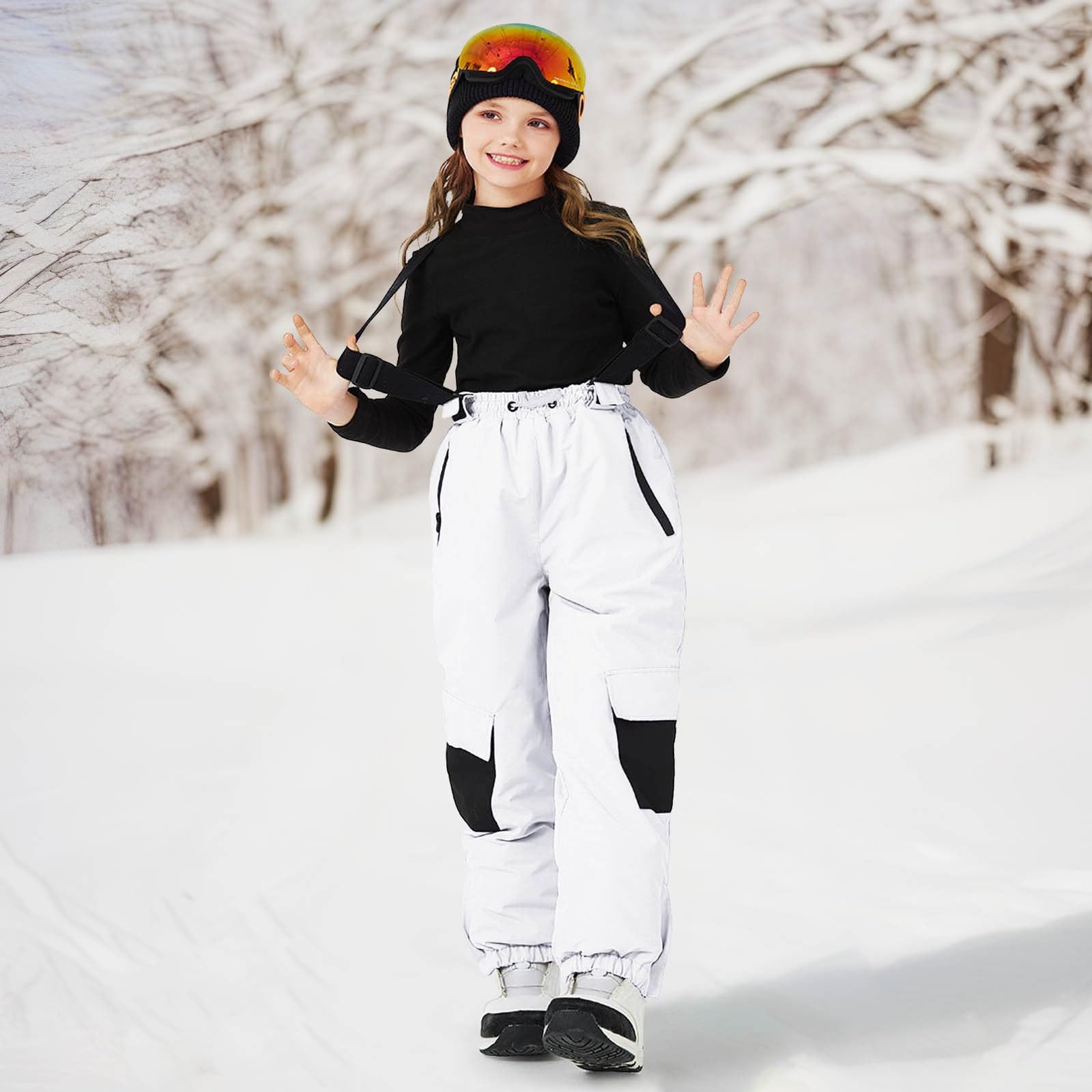 Generico Pantaloni da Sci per Bambini, Caldi e Spessi, con Doppia tavola e Cinturino, per Bambini Bambine, in Inverno. Casual la Scuola, Sport Giochi