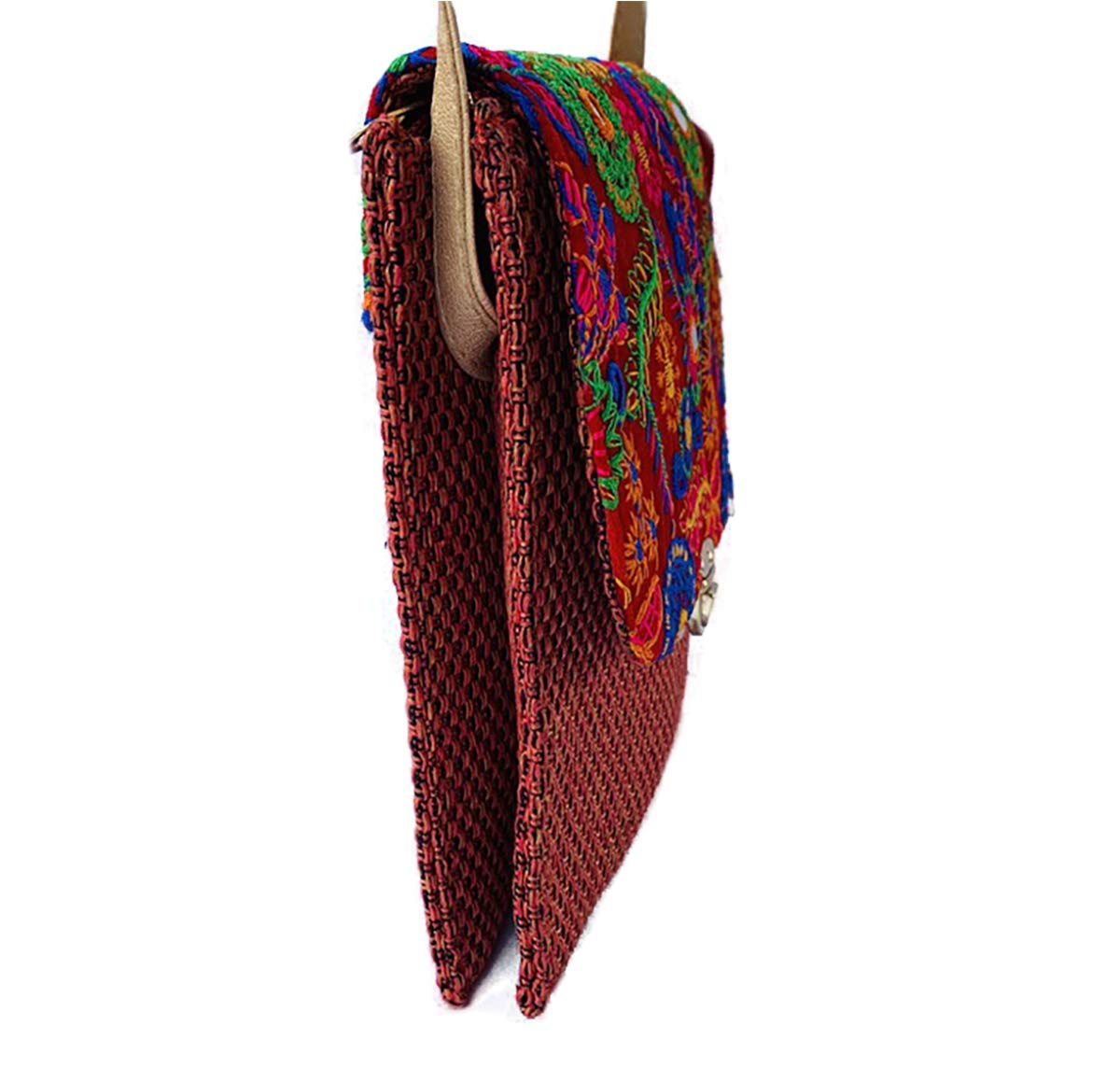 Sanjis Enterprise Women's Embroidered Handmade Purse/Crossbody Banjara Fold over Clutch-Sling Bag (Red) 1